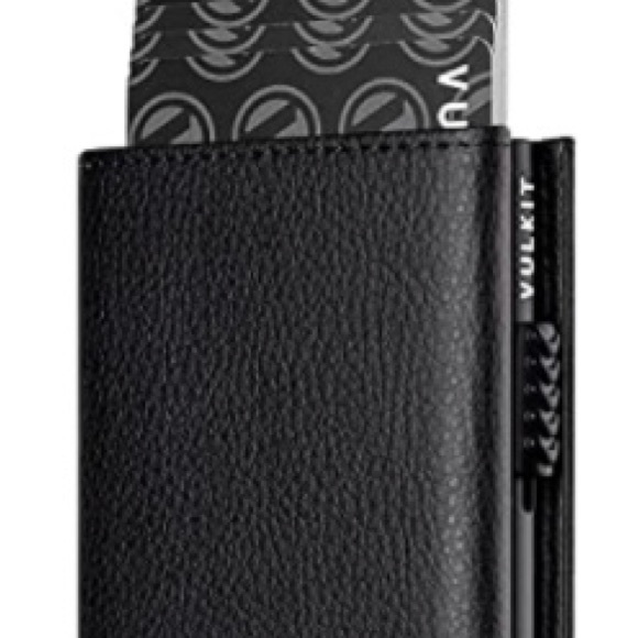 VULKIT Black Leather Card Holder - Picture 1 of 8